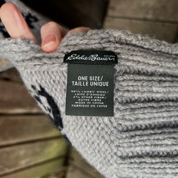 Eddie Bauer Lambswool Gray Scarf O/S - Picture 3 of 12
